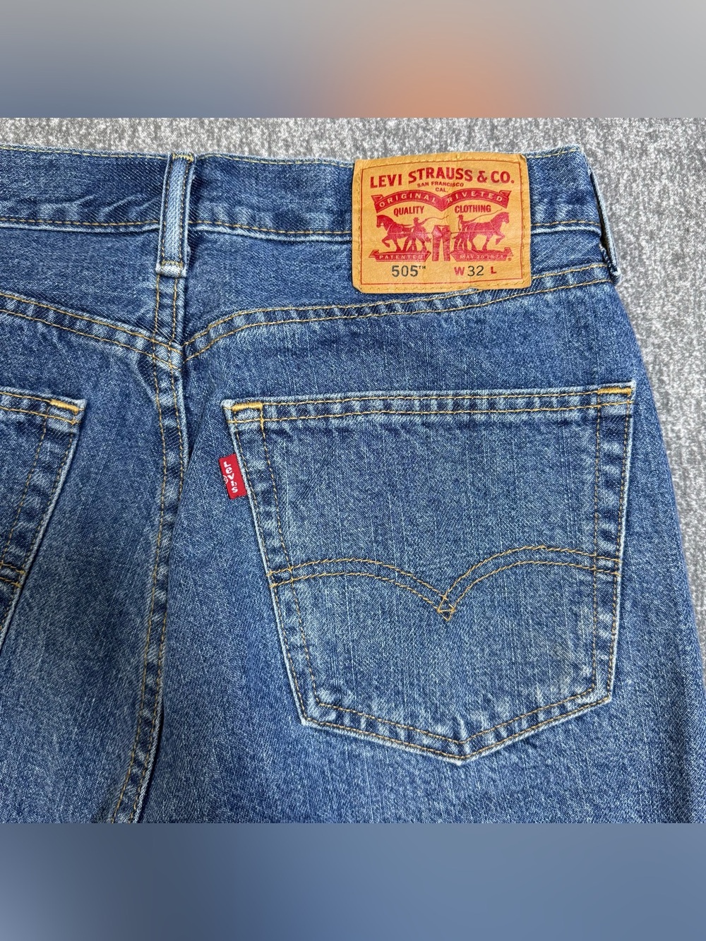 Levi's 505 Denim Shorts Mens 32 Blue Excellent Regular Fit Jorts 100% Cotton 20” - Picture 4 of 12